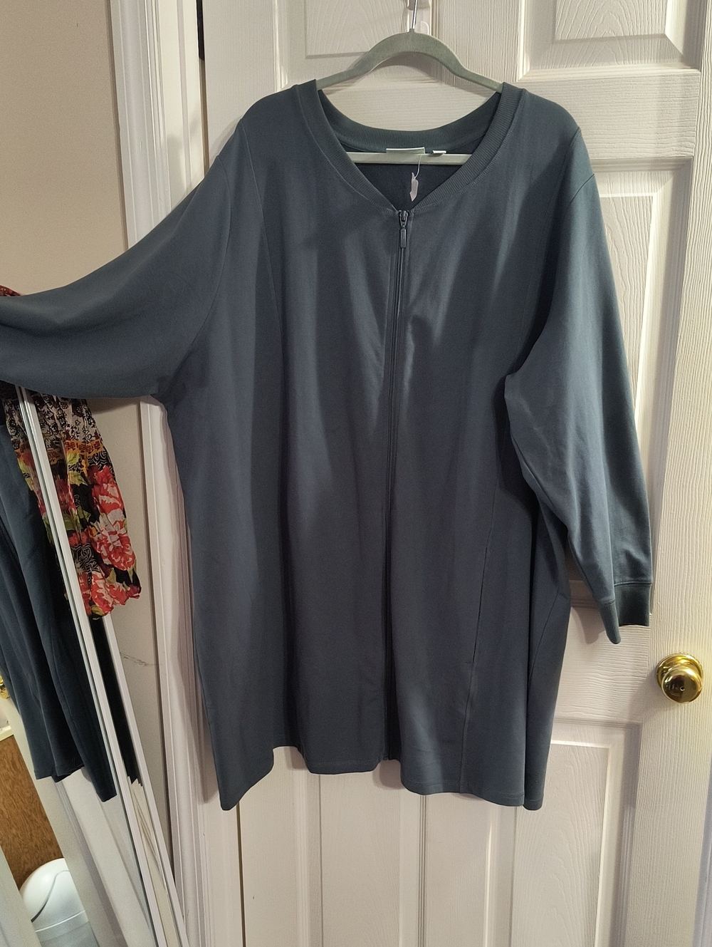 NEW Denim And Company Women's Full-Zip Long Sleeve Jacket- Slate Gray